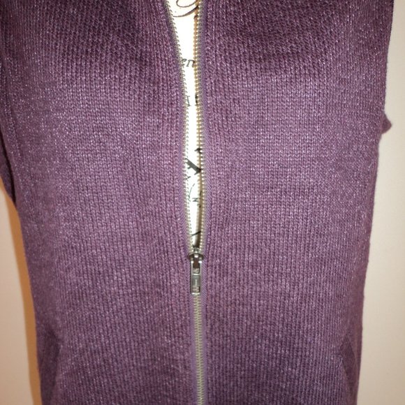 Coldwater Creek Woman's Medium 10/12 Purple Vest Zipper Front Stand Up Collar - Picture 2 of 9